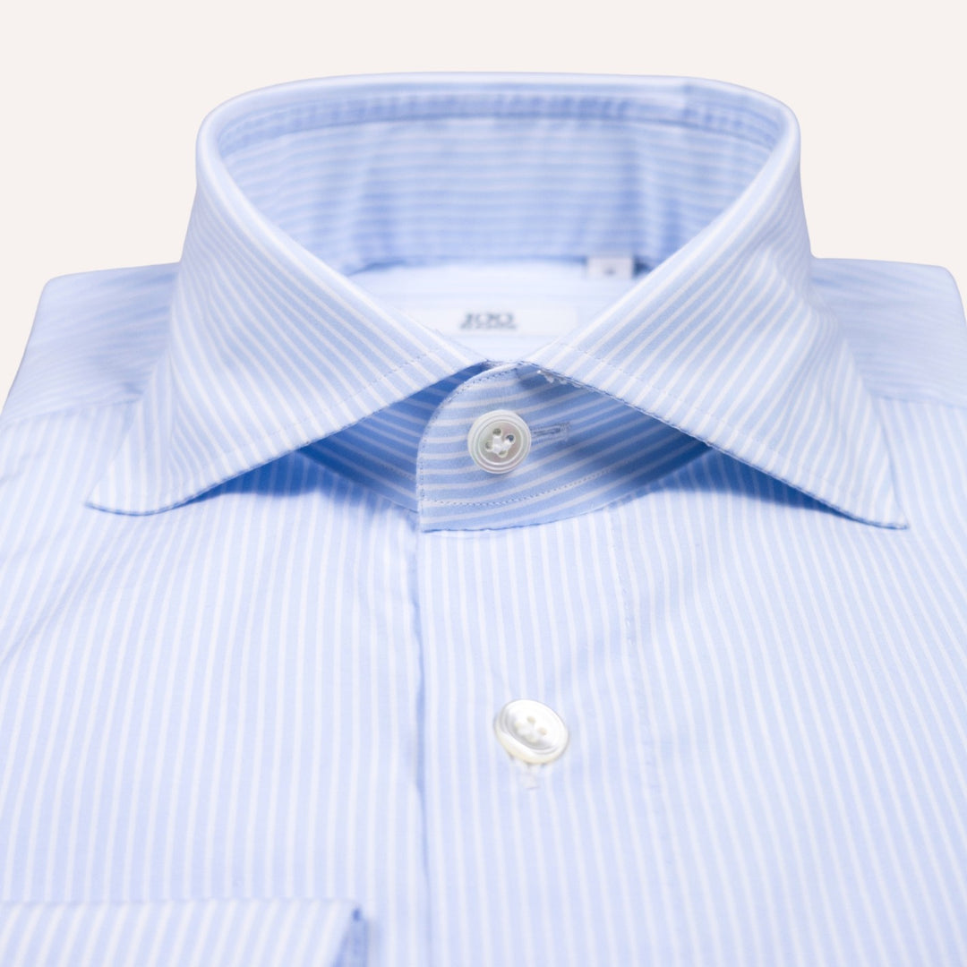 Light Blue Stripe Cutaway Cotton Shirt
