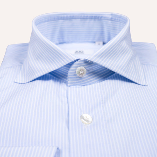 Light Blue Stripe Cutaway Cotton Shirt