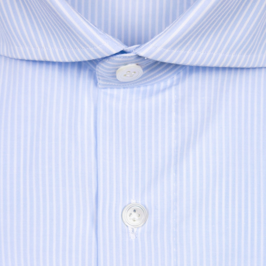 Light Blue Stripe Cutaway Cotton Shirt
