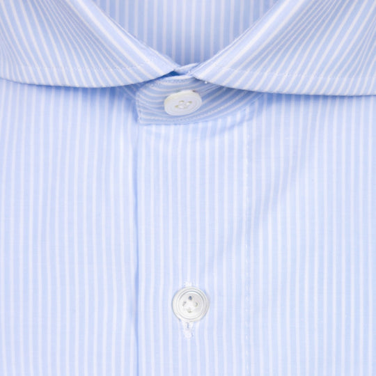 Light Blue Stripe Cutaway Cotton Shirt