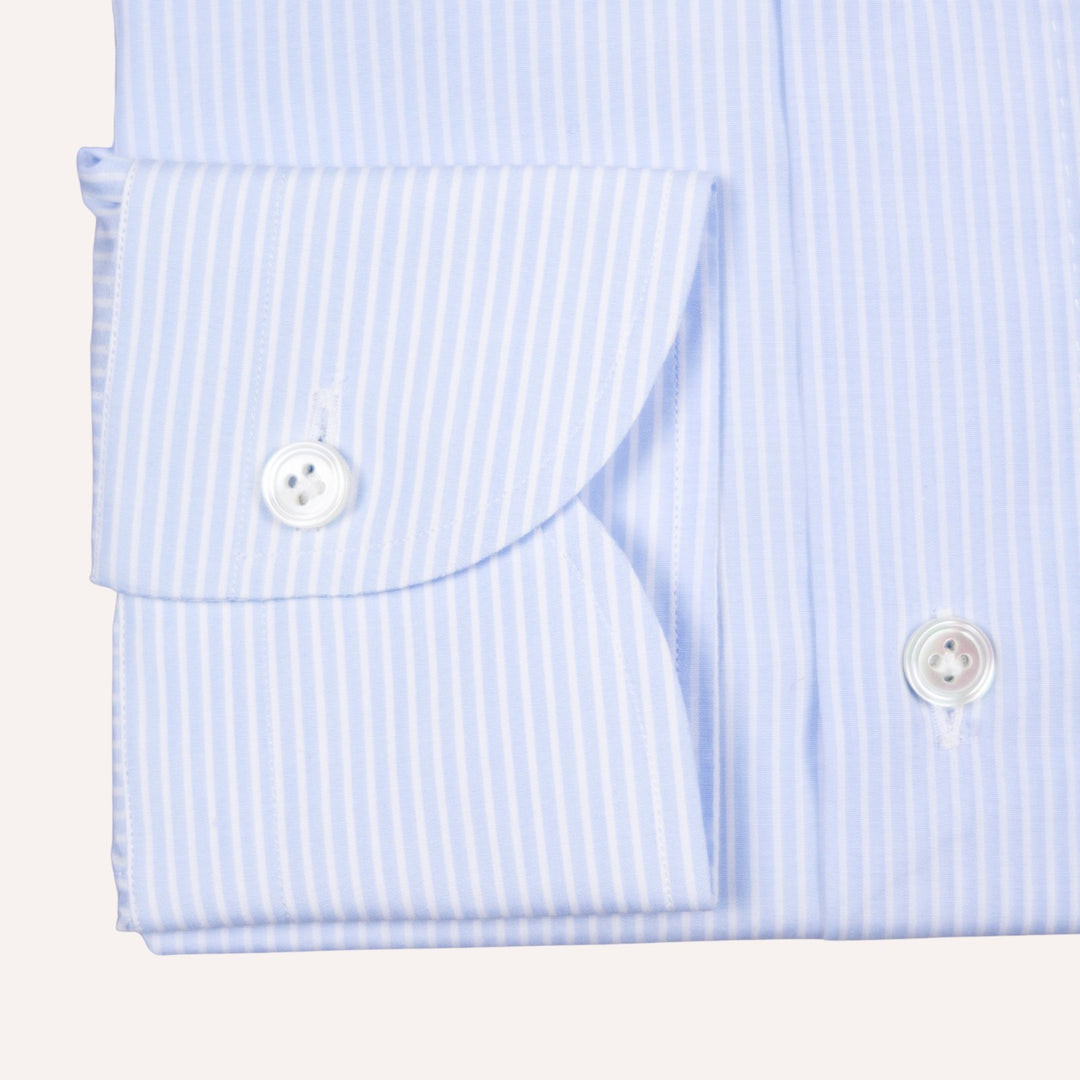 Light Blue Stripe Cutaway Cotton Shirt