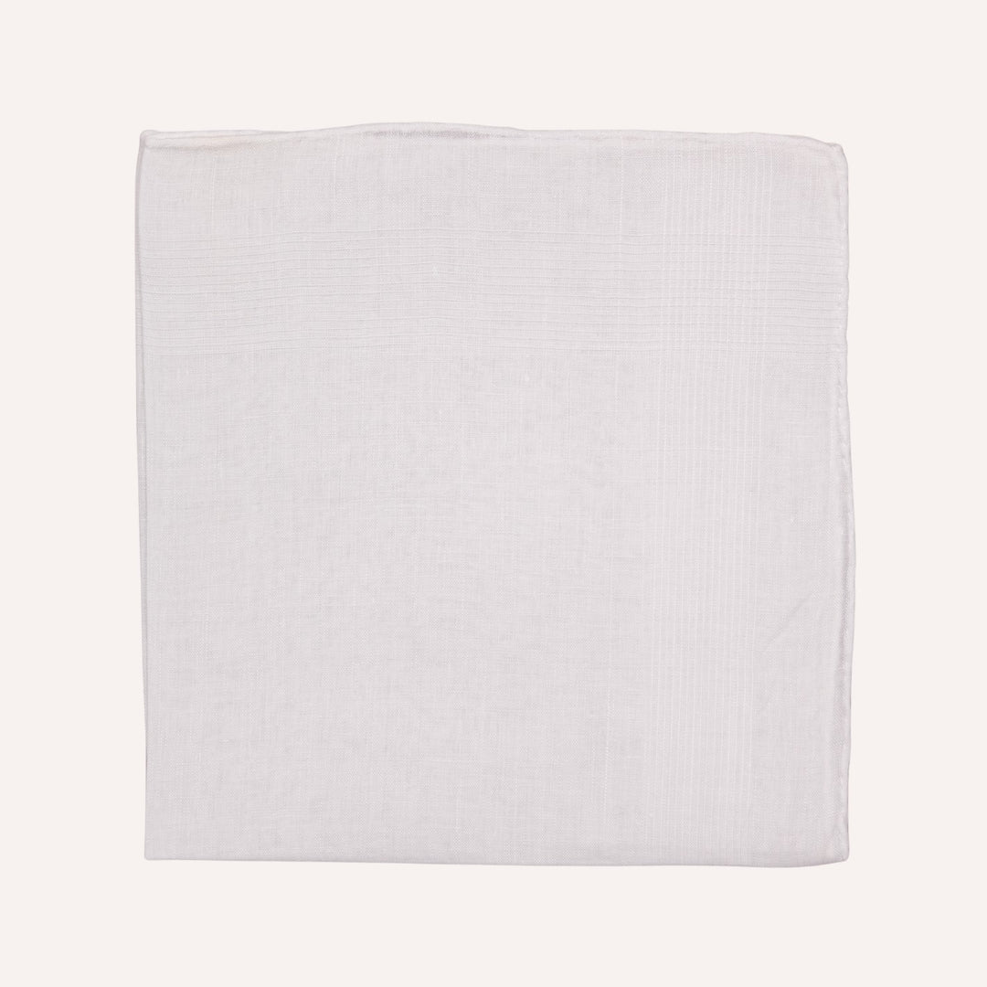 White Striped Linen Pocket Square
