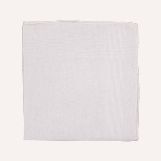 White Striped Linen Pocket Square