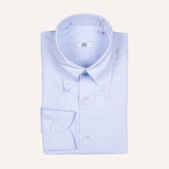 Light Blue Cotton Linen Button Down Shirt