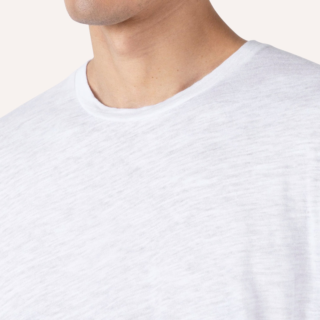 White Cotton Linen T‑shirt