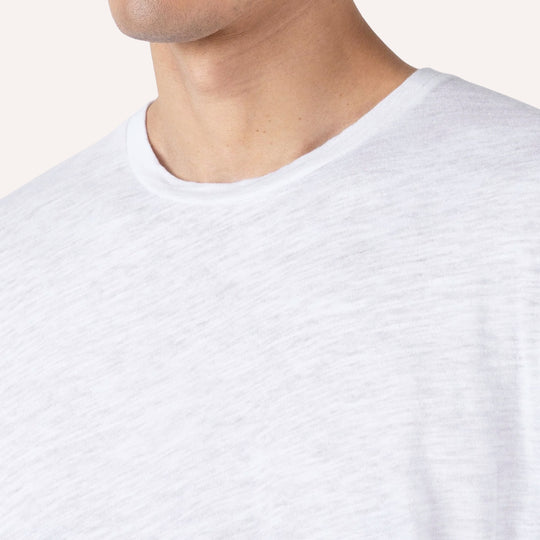 White Cotton Linen T‑shirt