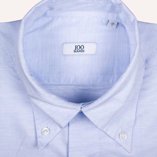 Light Blue Cotton Linen Button Down Shirt