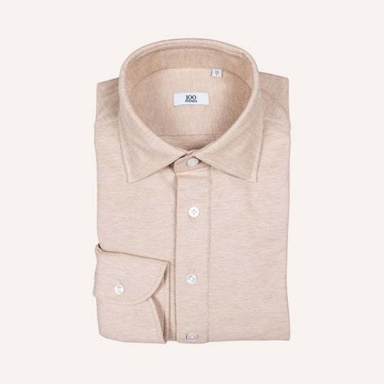 Beige Jersey Popover Shirt