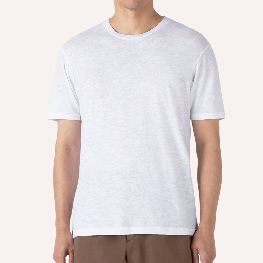White Cotton Linen T‑shirt