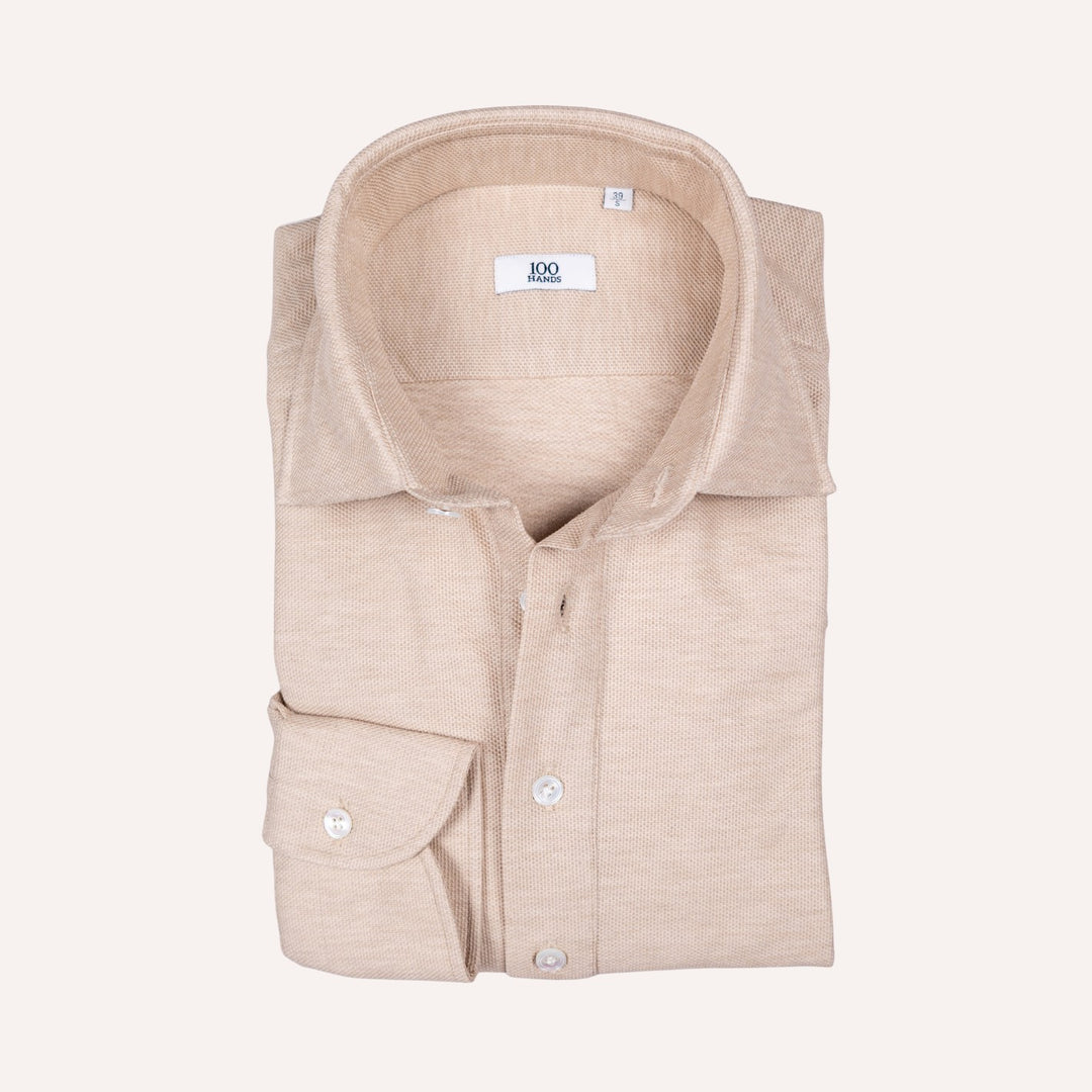 Beige Jersey Popover Shirt