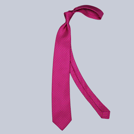Raspberry Gold & Blue Micro Geometric Pattern Tie