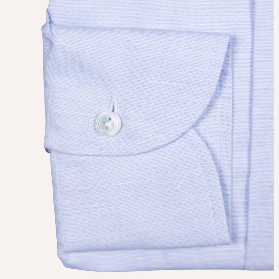 Light Blue Cotton Linen Button Down Shirt