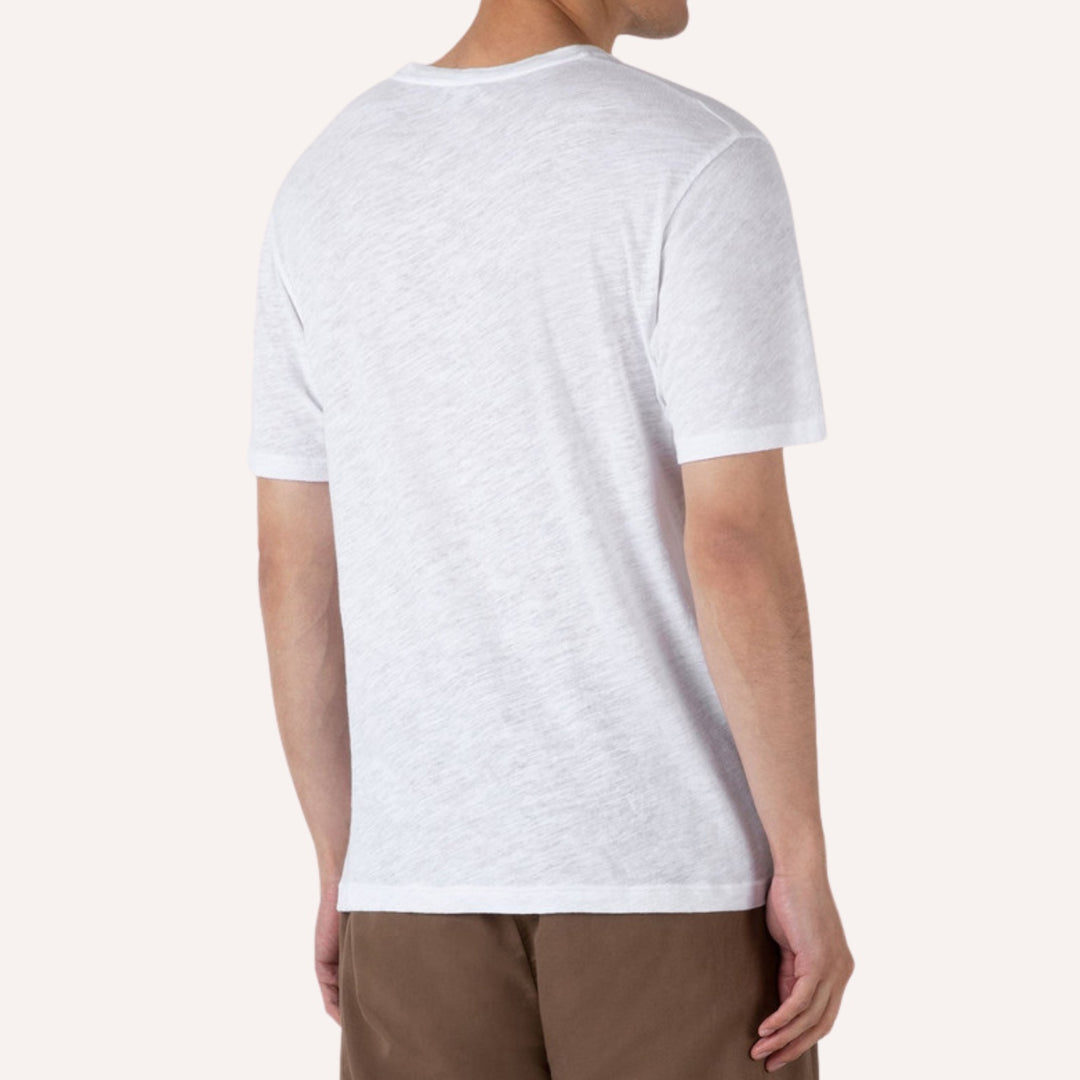 White Cotton Linen T‑shirt