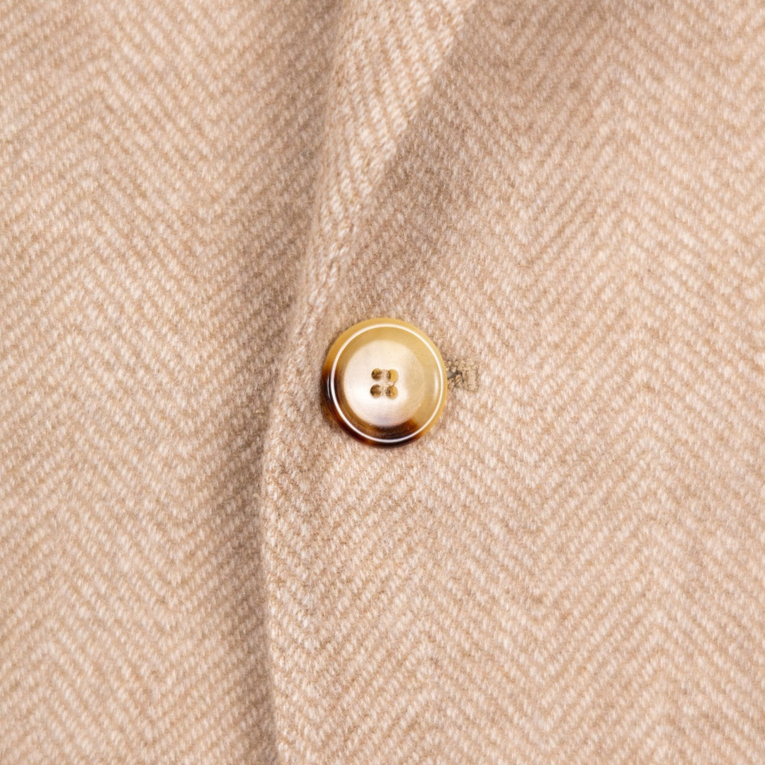 Beige Herringbone Wool Cashmere Blazer