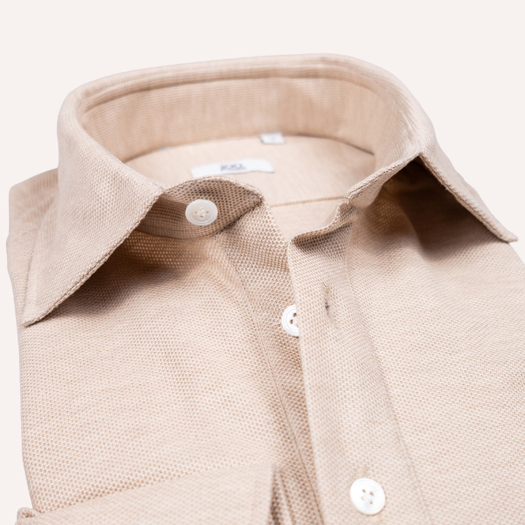 Beige Jersey Popover Shirt