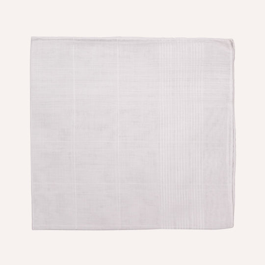 White Checkered Pattern Cotton Linen Pocket Square