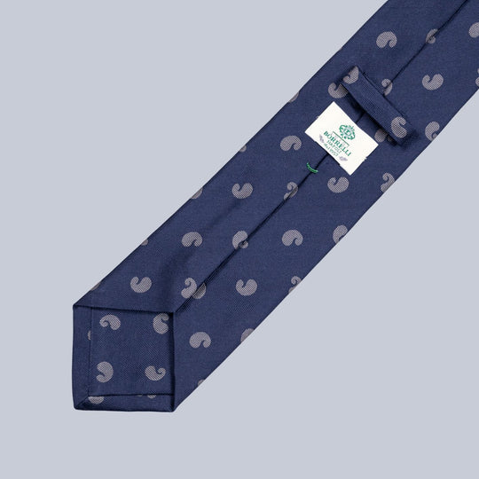 Navy & Grey Minimalistic Paisley Tie