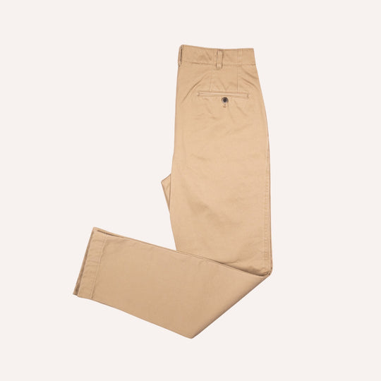Washed Khaki Cotton Chinos - Straight Fit