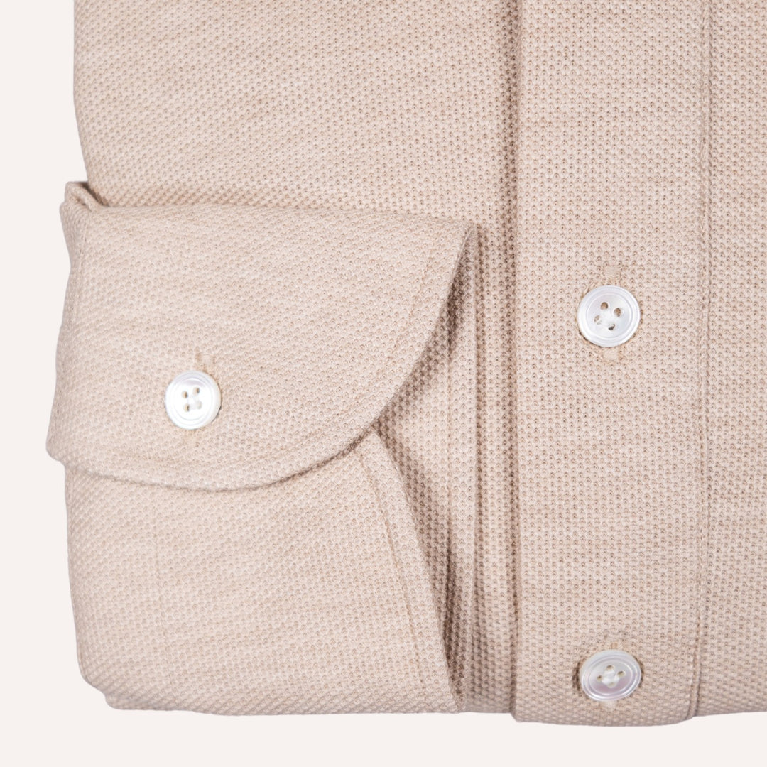 Beige Jersey Popover Shirt