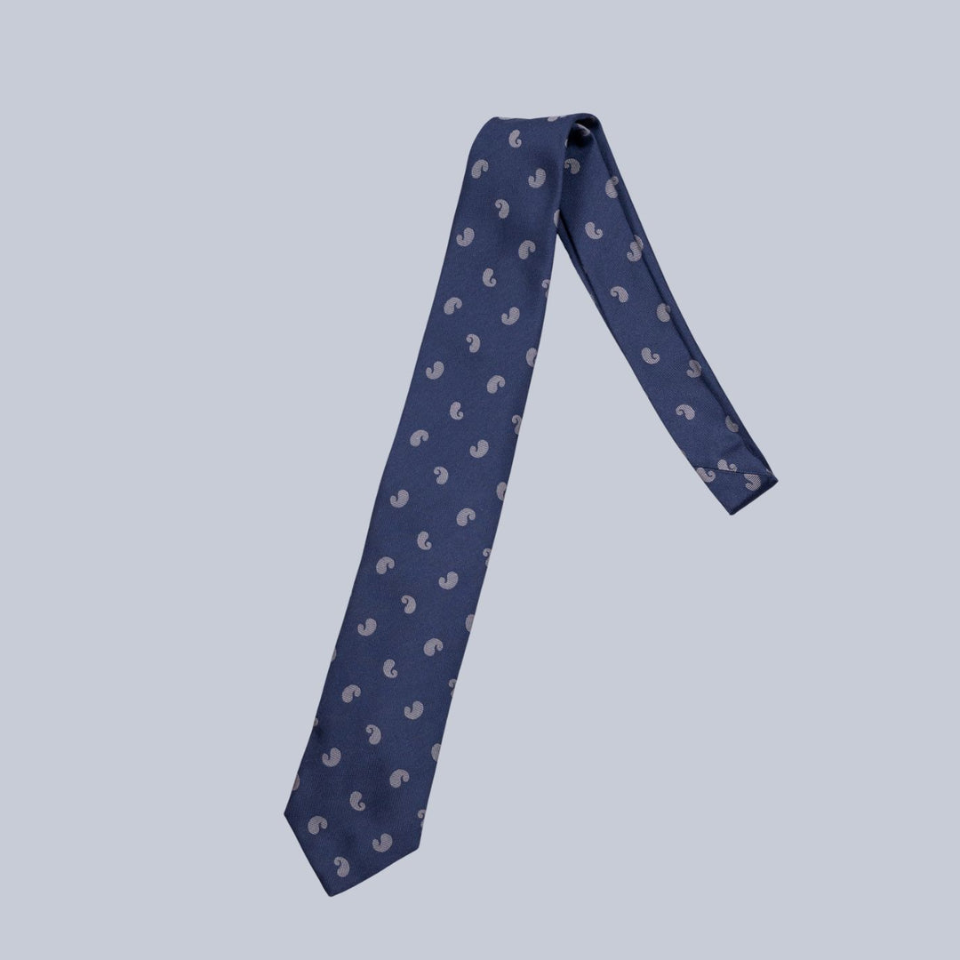 Navy & Grey Minimalistic Paisley Tie