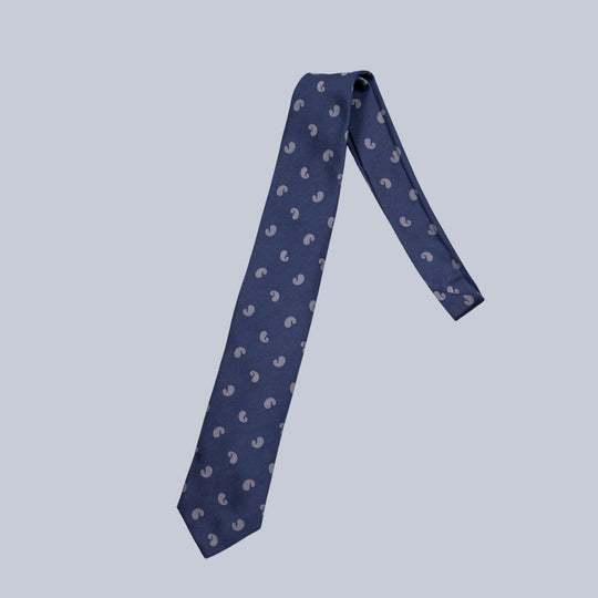 Navy & Grey Minimalistic Paisley Tie