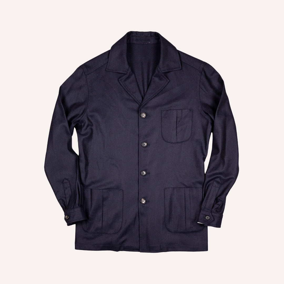 Navy Twill Wool Cashmere Desert Jacket