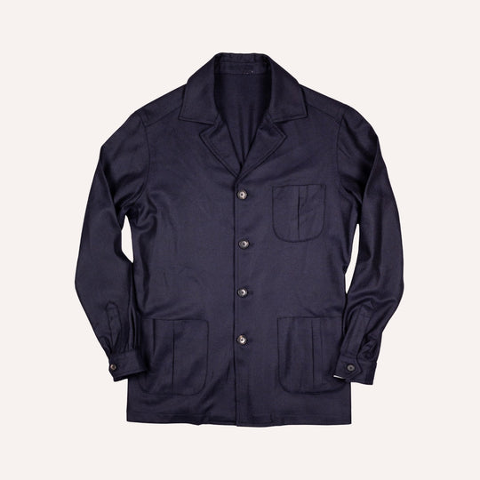 Navy Twill Wool Cashmere Desert Jacket