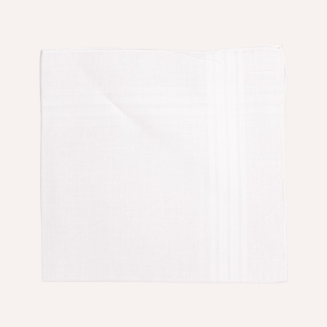 White Stripe Cotton Linen Pocket Square