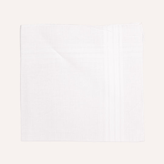 White Stripe Cotton Linen Pocket Square
