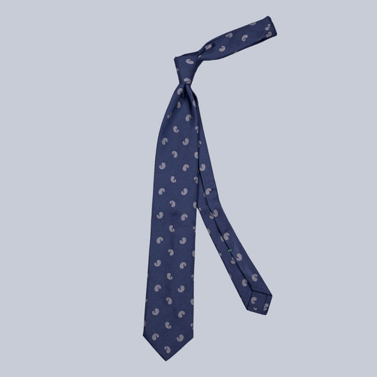 Navy & Grey Minimalistic Paisley Tie
