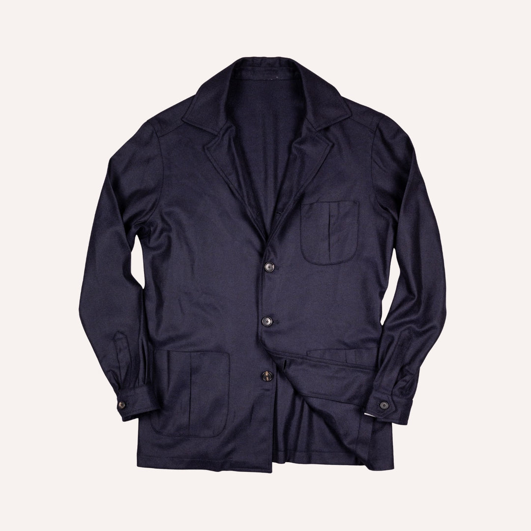 Navy Twill Wool Cashmere Desert Jacket