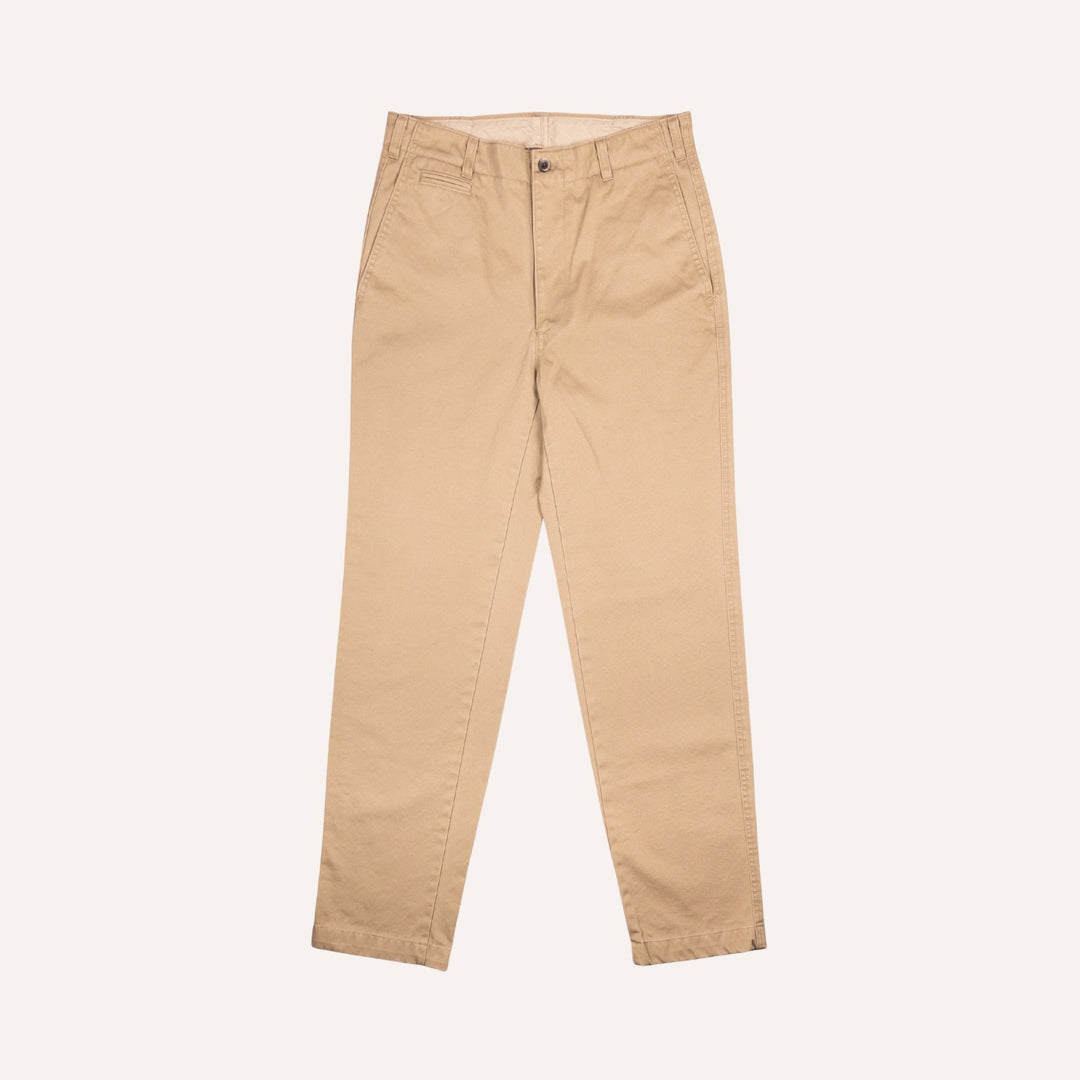 Washed Khaki Cotton Chinos - Straight Fit