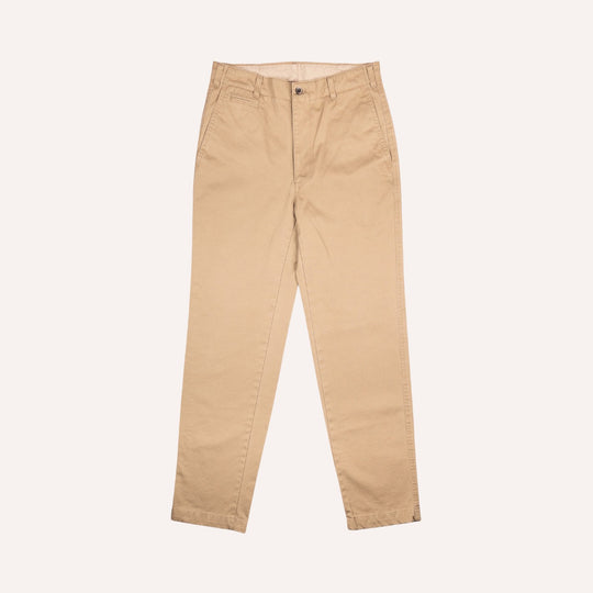 Washed Khaki Cotton Chinos - Straight Fit