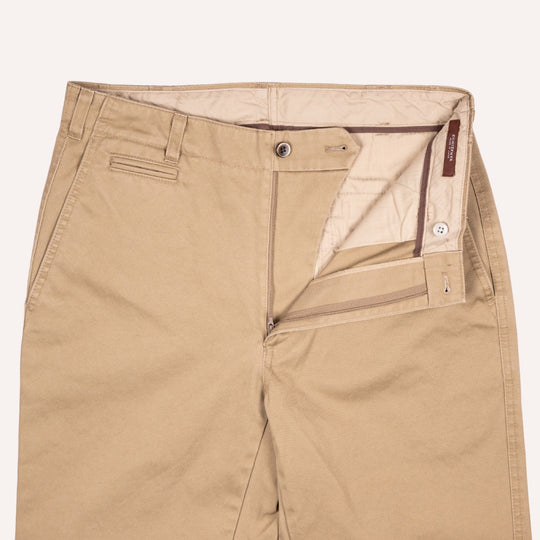 Washed Khaki Cotton Chinos - Straight Fit