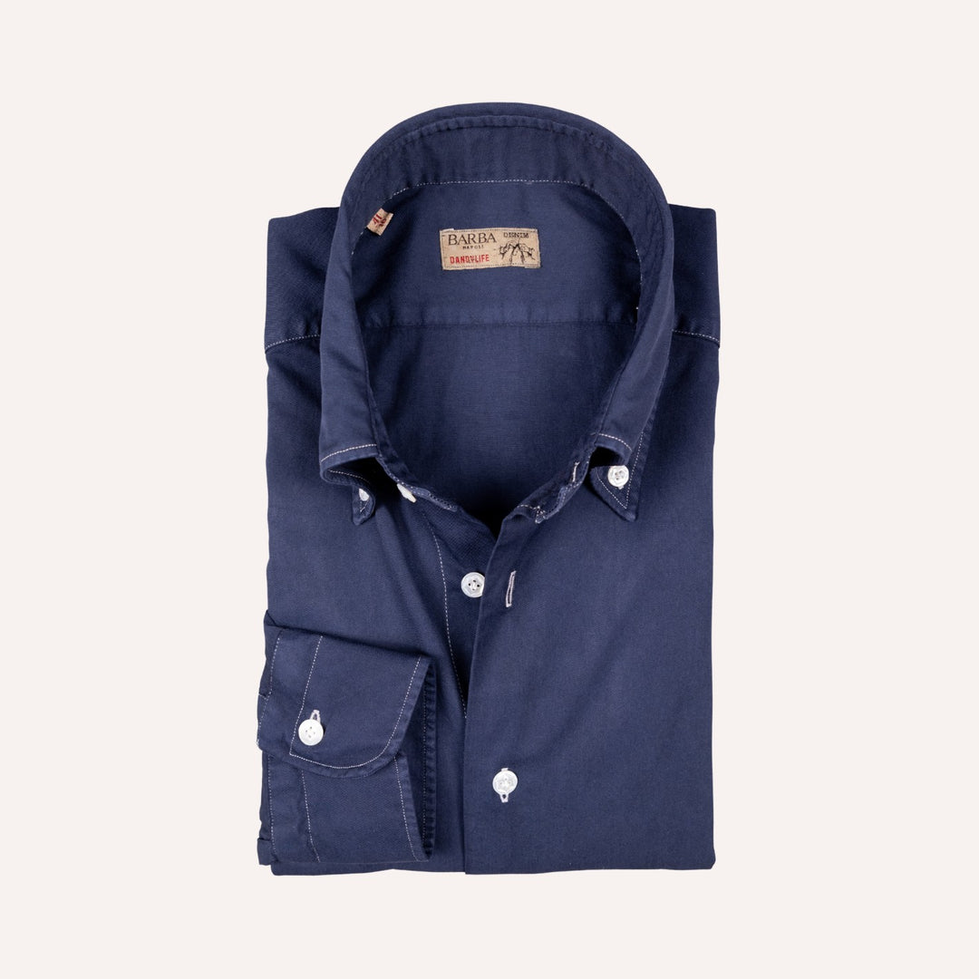 Navy Blue Button Down Denim Shirt
