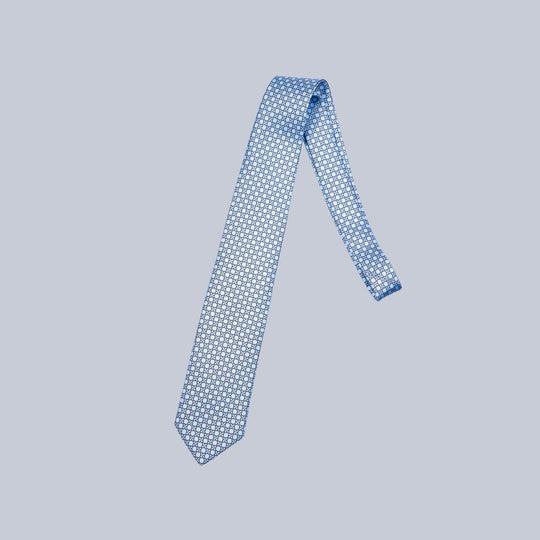 Light Blue Navy & Gold Flower Pattern Tie