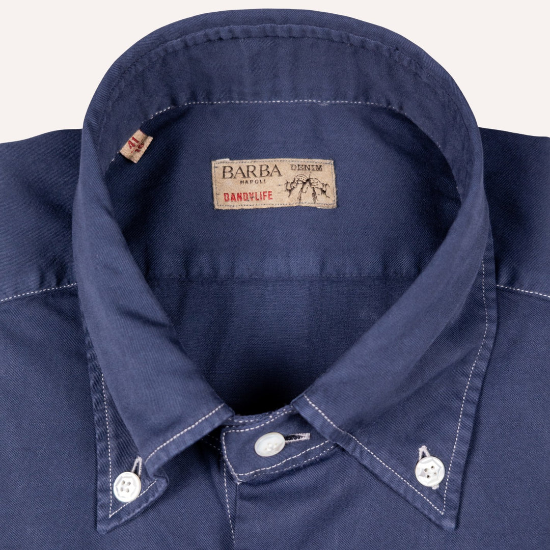 Navy Blue Button Down Denim Shirt