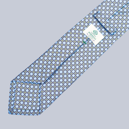 Light Blue Navy & Gold Flower Pattern Tie