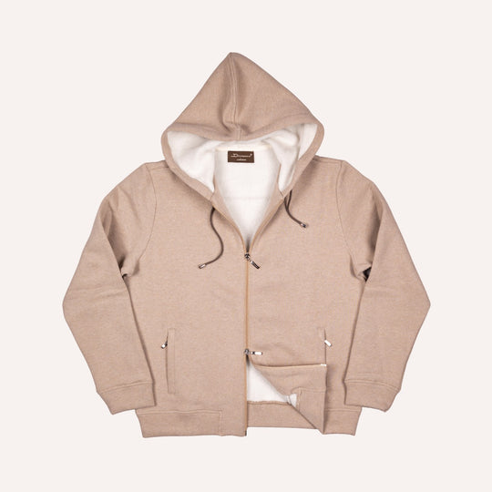 Taupe Cotton Cashmere Zip Hoodie