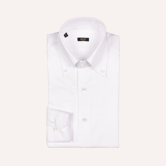 White Slim Fit Oxford Button Down Shirt