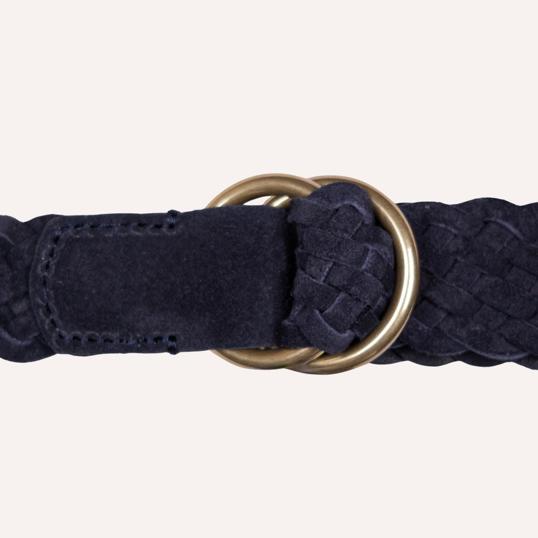Navy Woven Suede Ring Buckle Belt