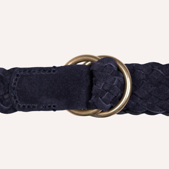 Navy Woven Suede Ring Buckle Belt