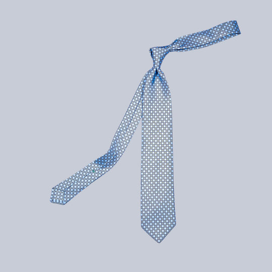 Light Blue Navy & Gold Flower Pattern Tie