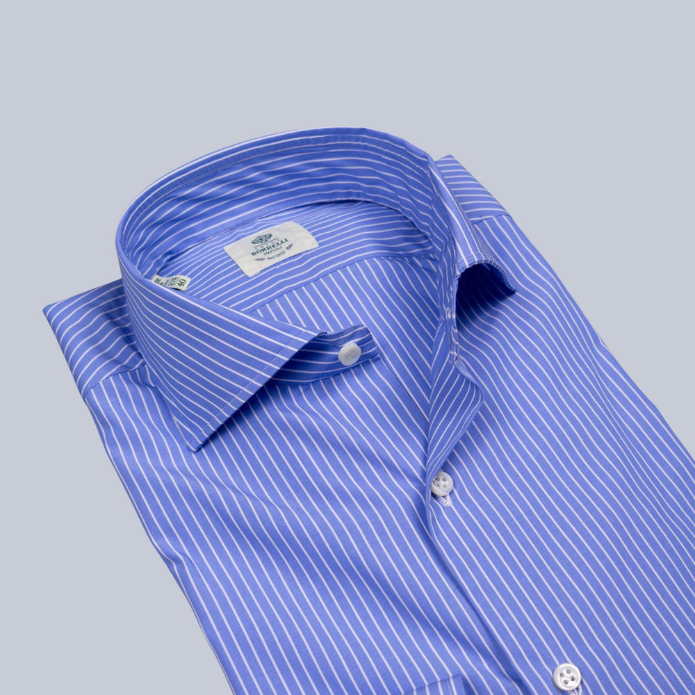 Blue Shirt Popeline Stripe