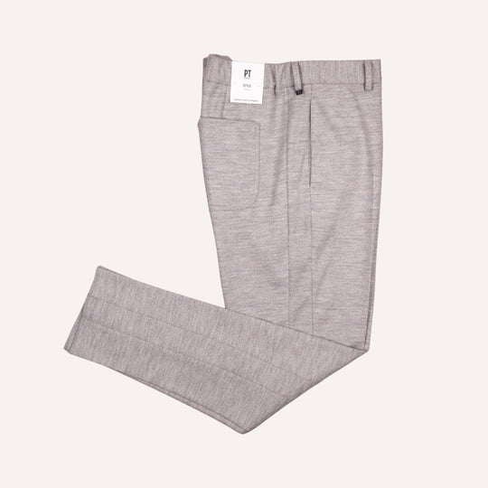 Light Grey Melange Wool Travel Trouser