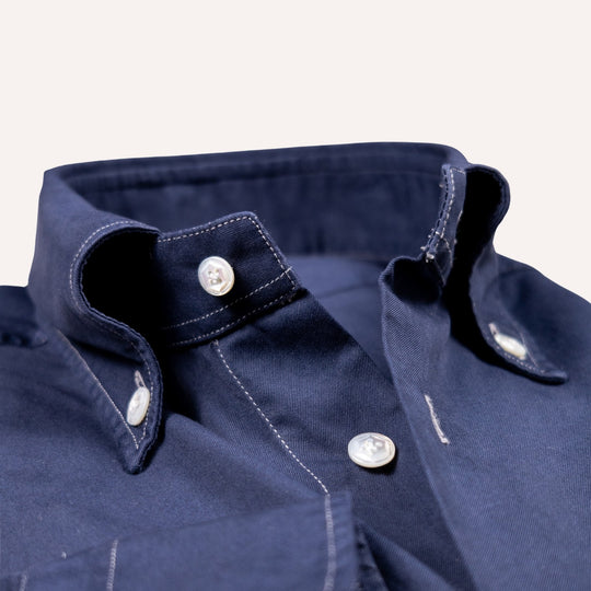 Navy Blue Button Down Denim Shirt