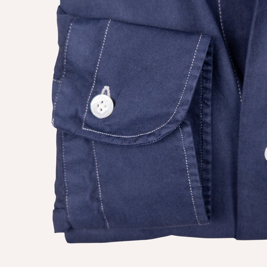 Navy Blue Button Down Denim Shirt