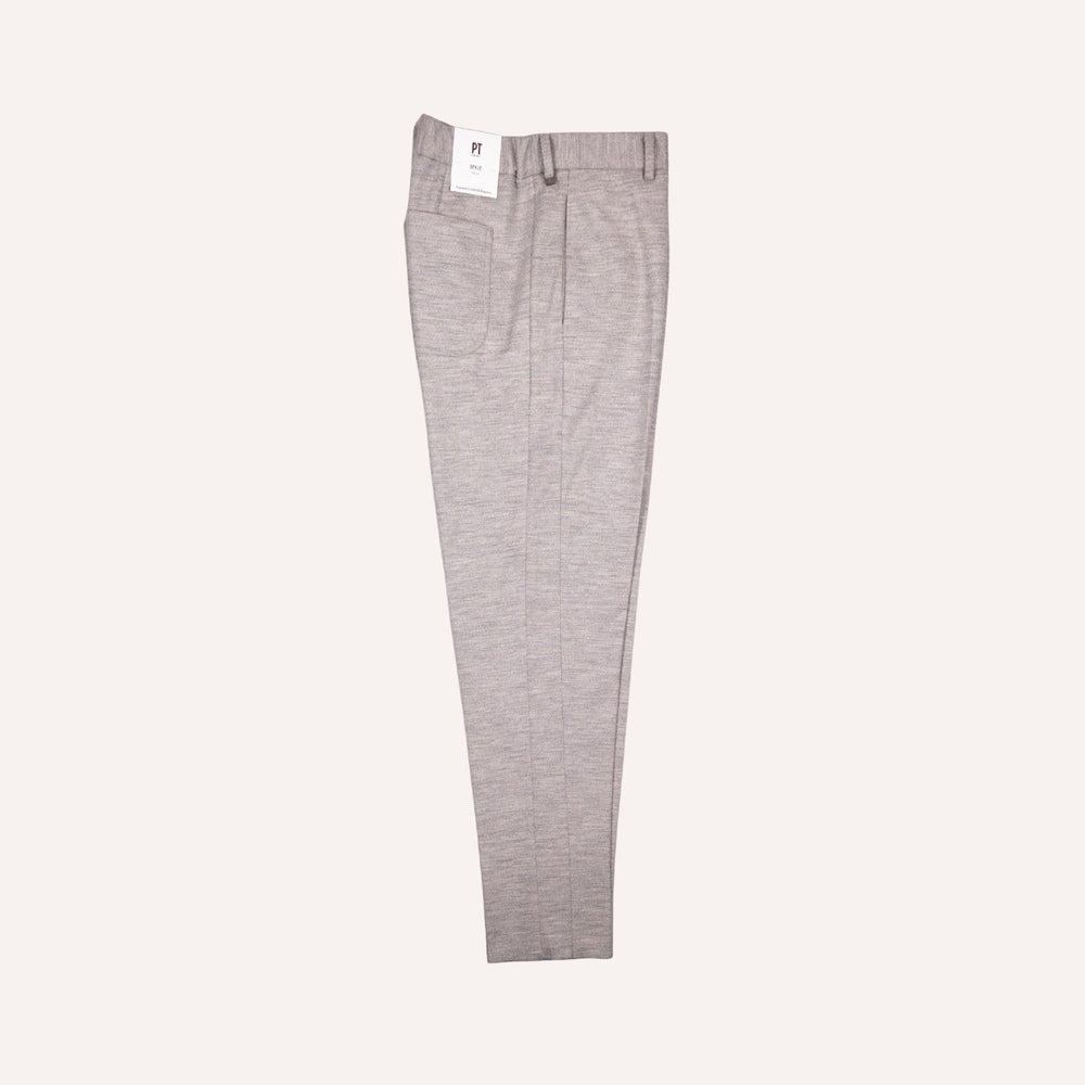 Light Grey Melange Wool Travel Trouser