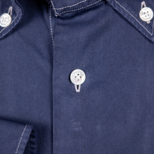 Navy Blue Button Down Denim Shirt
