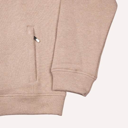 Taupe Cotton Cashmere Zip Hoodie